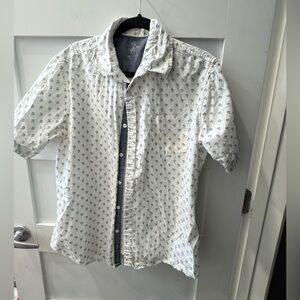 Beverly Hills Polo Club White and Dark Blue Cactus Patterned Shirt
